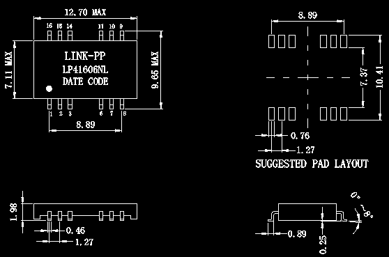 7490101120 / LP41606NL 10/100 Transformer Low Profile SMD Magnetic Module