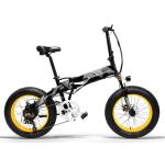 Black LANKELEISI Fat Tire Electric Bike 1000W Motor Folding 20 Inch