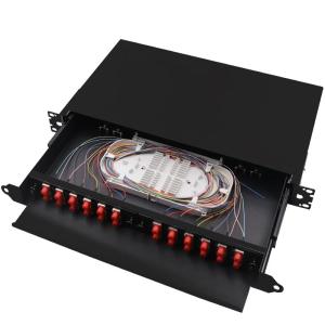 Wholesale Black Rack Mount Fiber Termination Box FC Patch Panel ODF 24Core from china suppliers