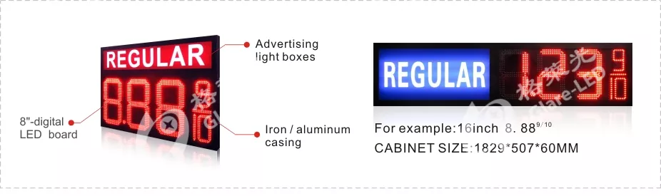 8.889 10 LED Gas Board 8 Level Auto-Dimming 60HZ 50HZ Led Message Board