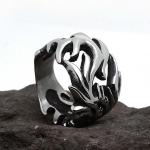 Men's Vintage Old Silver Plated Titanium Stainless Steel Dragon Ring (SA126)