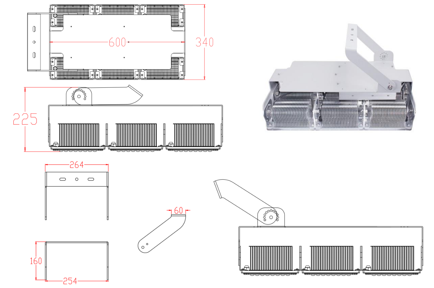 Energy Saving Led Flood Lights High Power For Soccer Field Football Stadium Lighting
