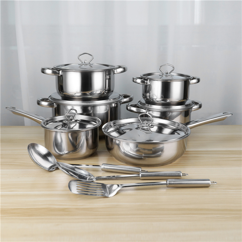 Restaurants 410 Stainless Steel Pot Set 15pcs For Kitchen Cooking