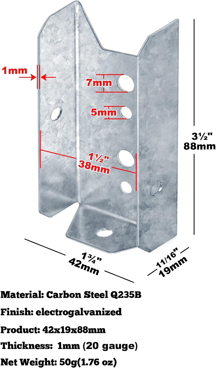 Galvanized Steel 2x4 Brackets for Wood Rail Heavy Duty MULTI Fence Bracket Repair Kit