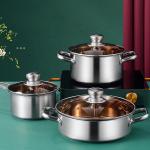 Factory Direct Kitchen Cooking Food Stainless Steel 3 PCS Cooking Pots And Pans