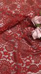 High Quality Red Color Corded Shine Floral Scalloped Edge Lace Fabric By The