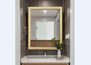 Wholesale Environmental Protection Framed Bathroom Mirrors / Wood Color PS Framed Mirror from china suppliers