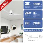 52 Inches Ceiling Fan Light White Plastic Blades dc Motor Low Profile Living