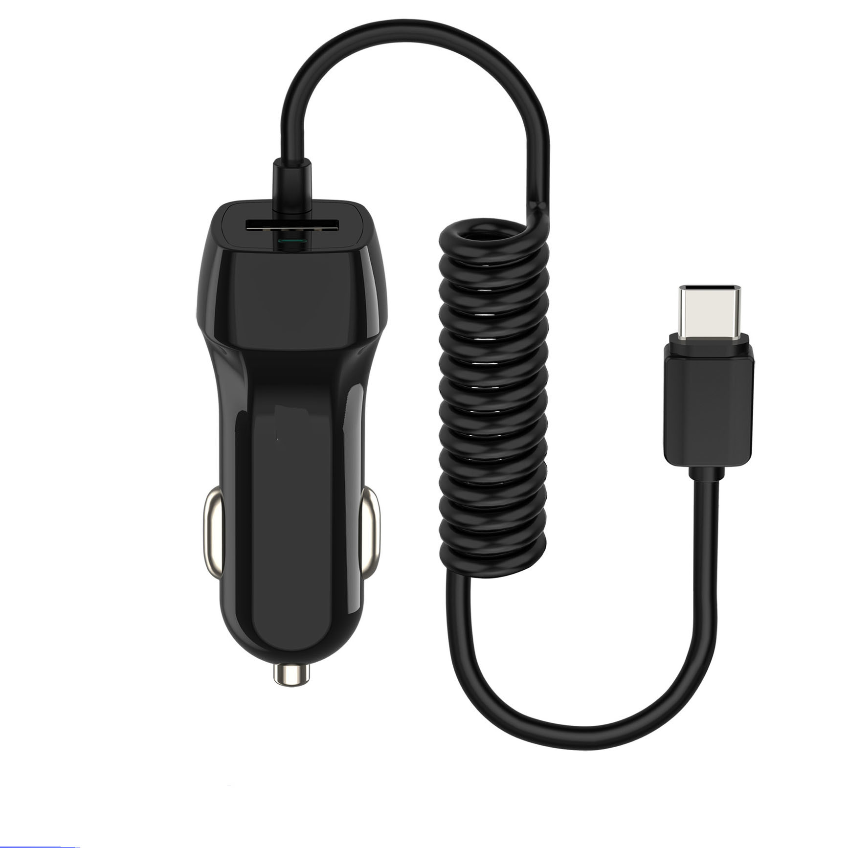 ABS 1.3m Car Fast Charger Adapter Elastic Charging Cable Type C Port