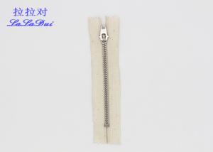 Wholesale Aluminum Reverse Coil Cotton Zipper High Polished White Cotton Tape Double Top Stop from china suppliers