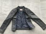 Dark Grey Zip Through Pleather Jacket For Ladies High Fashion LEDO1735