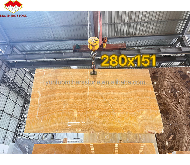 Thickness Tolerance /- 1mm Antique Book Match Yellow Onyx Marble for Lavabo Component
