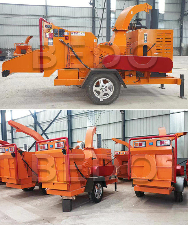 Diesel Mobile Wood Branch Bush Chipper Machine Hydraulic Feeding