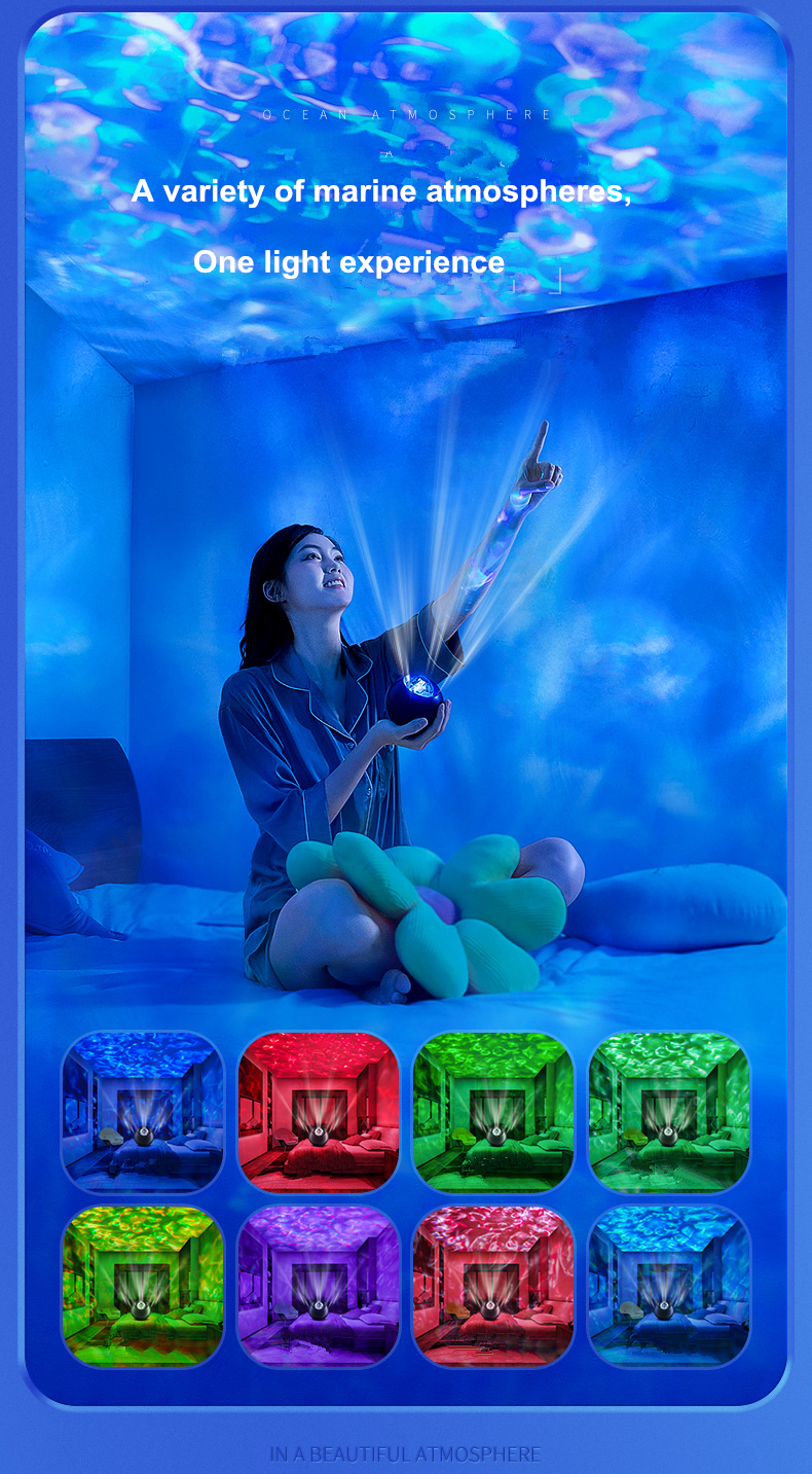 Remote Control Ocean Wave Atmosphere Room Projector Light For Kids Adults Game Center Car