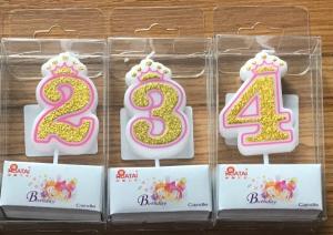 Wholesale Gold Painting Crown 7.5cm*4.5cm*1.4cm Number Birthday Candles from china suppliers