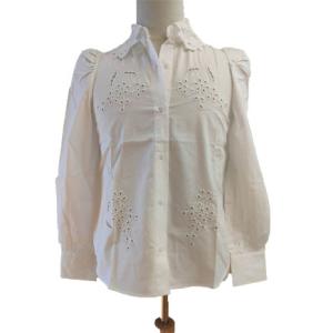 Wholesale Women Turn Down Collar Algodon White Puff Sleeve Blouse from china suppliers