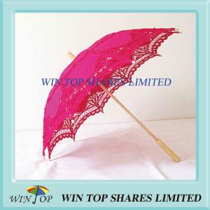Wholesale China 38cm wooden embroidery cotton umbrella from china suppliers