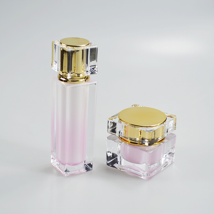 30g Square Container Pink Acrylic Cream Jar Plastic Jar for Luxury Skin Care Products