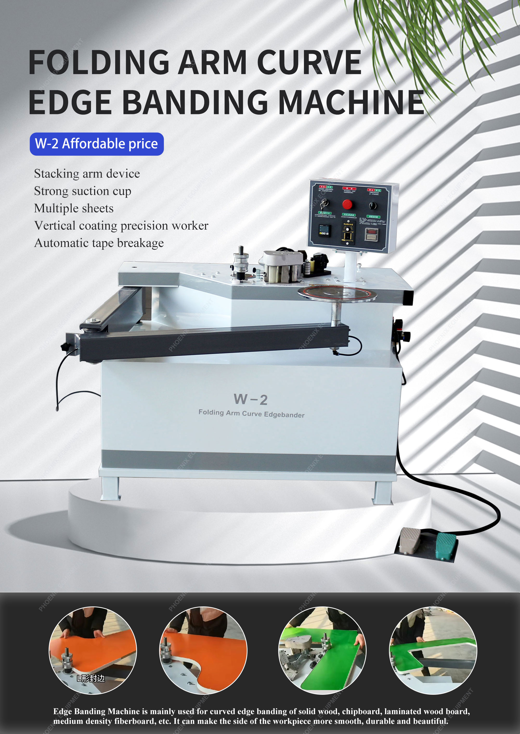 10.8m/min Panel Feed Speed Mini Folding Arm Edge Banding Machine for MDF PVC Panel