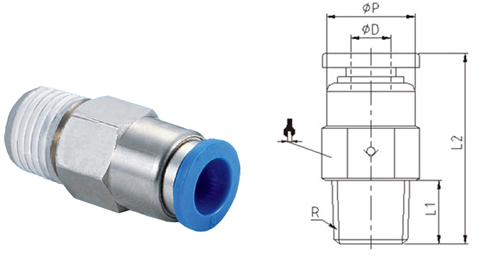 1/2" NPT One Way Check Valve Fitting , Non-return Tube Fitting