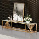 Gold Silver OEM Stainless Steel TV Stand With 12mm Tempered Glass