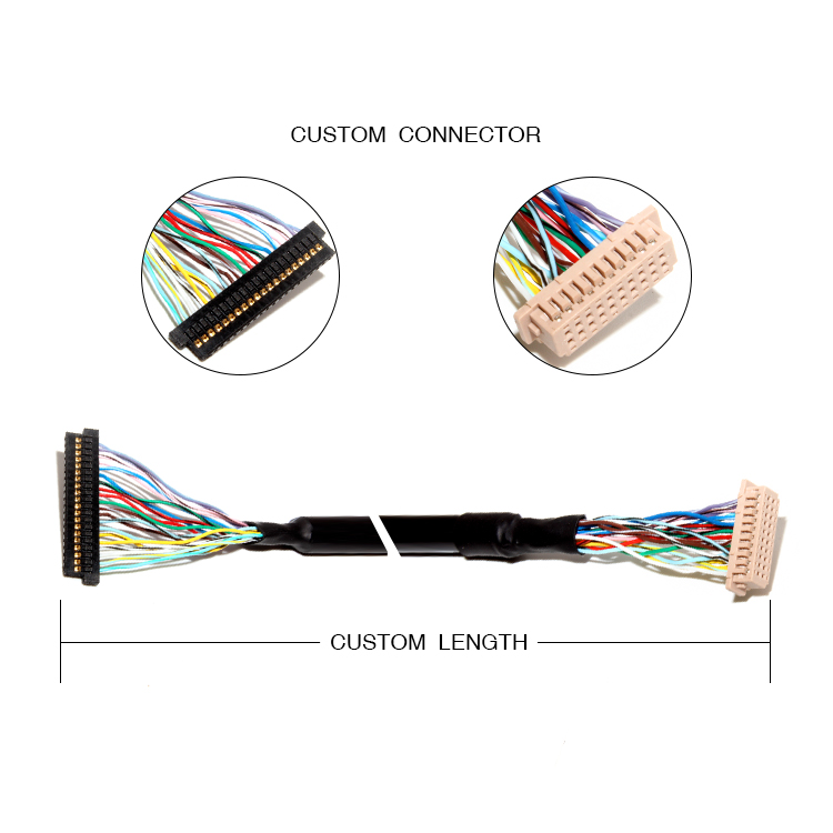 LCD Connector LVDS Cable Assembly 1.0mm Pitch 32AWG HRS DF13-20DS-1.25C