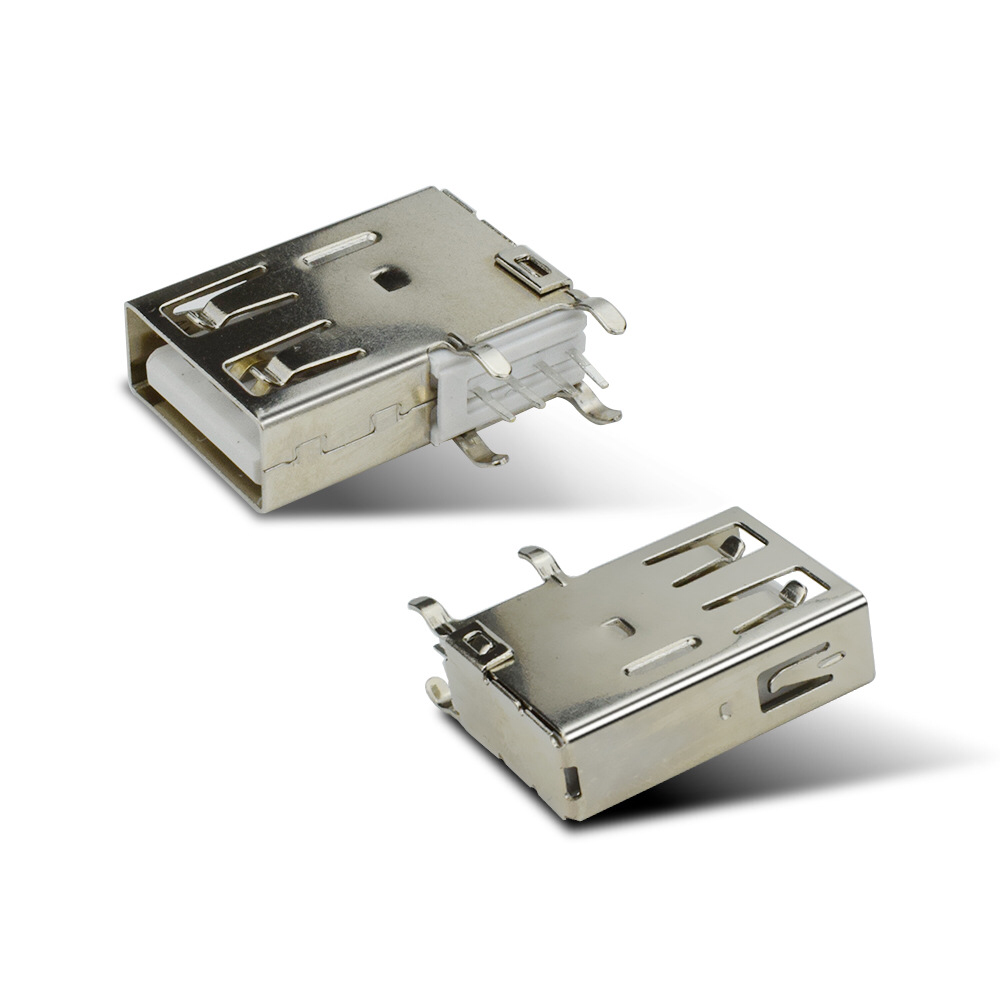 90 Degree Side Plug USB A Female Connector 4 Pin For Pcb / Circuit Board