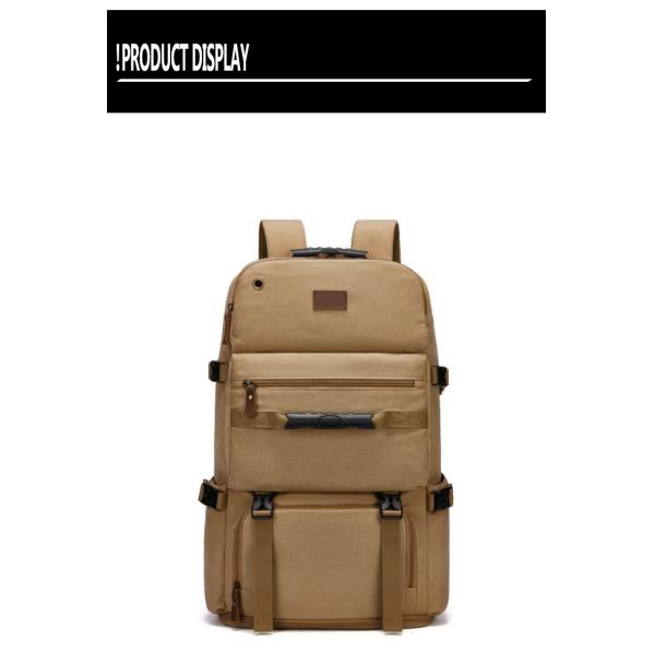 56-77Litre Vintage Canvas Laptop Backpack Khaki Color Waterproofing