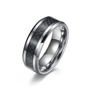 Wholesale Round Rotatable Polish Black Silver Simple Men Rings Stainless Steel And Carbon Fiber Rings from china suppliers