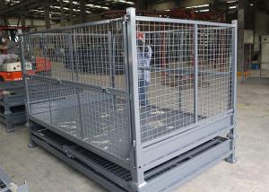 China Stackable Lifting Stillage Pallet Storage Cage Solid Steel Base 1500kg on sale