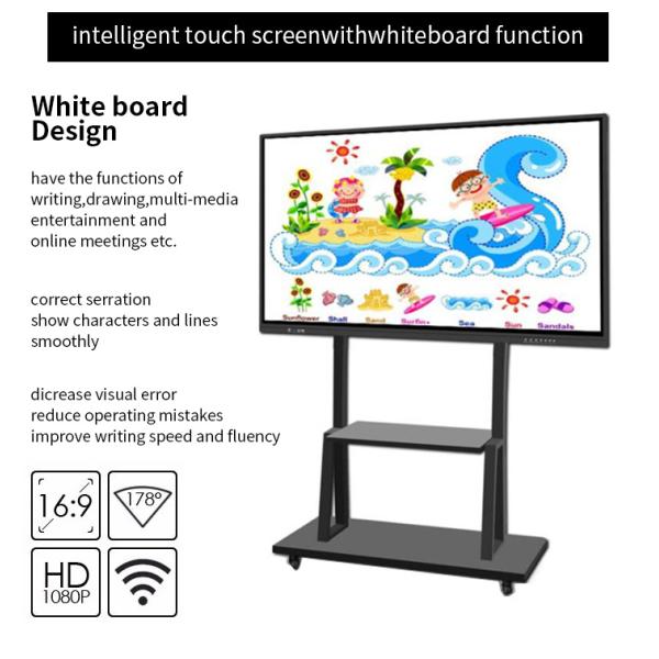 Professional 75 Inch Interactive Touch Whiteboard 4K Flat Panel For Teaching