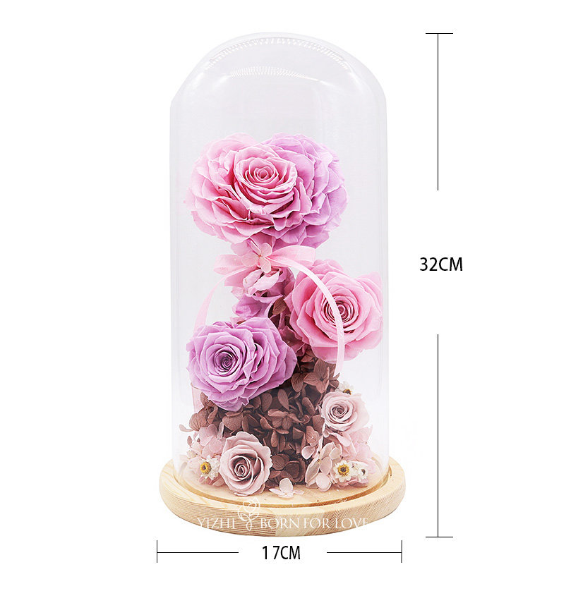 Custom Hreat Eternal Flower In Glass Wedding Decoration For Christmas Brithday