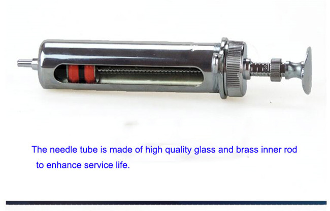 Poultry 30ml Glass Tube Syringe 34cm Metal Veterinary Syringe