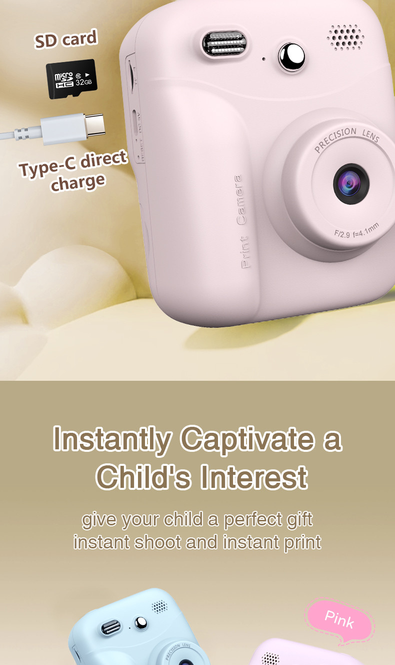 Rechargeable Childrens Printable Camera Toy 1300mAH Video Recorder OEM