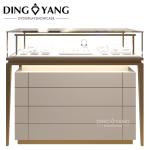 Metal Stainless Steel Tempered Glass Jewellery Showcase Display with LED Lights