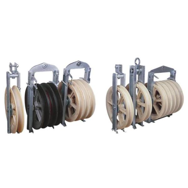 Nylon Large Diameter Rope Pulley Stringing Block / Cable Pulling Pulley Steel Frame