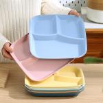 Reusable 3-Compartment Dinner Plate BPA-Free Microwave Dishwasher Safe Wheat
