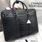 Business Style Genuine Crocodile Belly Skin Men's Working Bag Briefcase Exotic