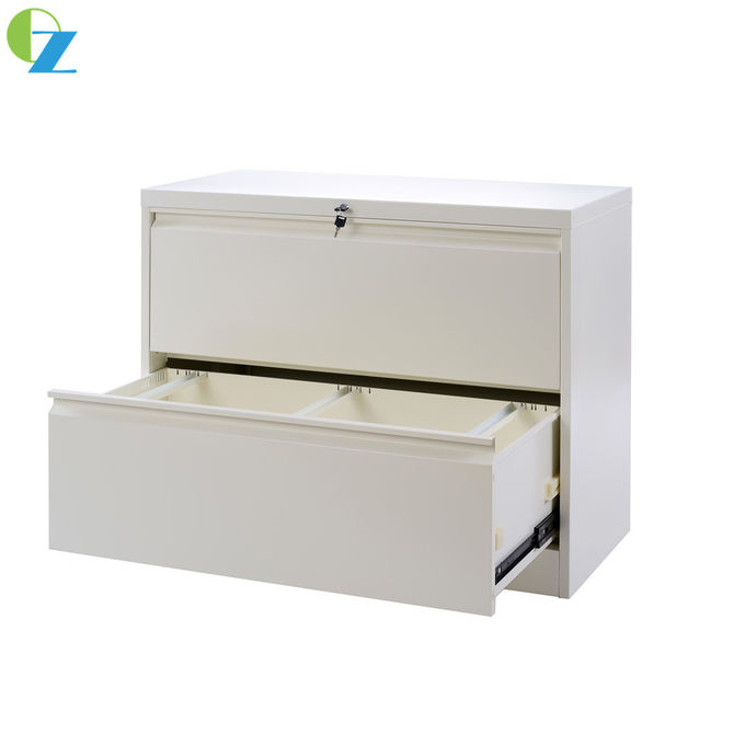 W900mm Cold Rolling Steel Office Lateral File Cabinets 2 Drawer Fully Opened