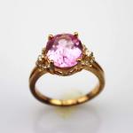 Fashion Jewelry Rose Gold Plated 925 Silver Ring 9mmx11mm Pink Cubic Zircon