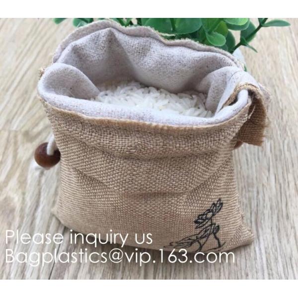 Candy Gift Pouch Bags with String Birthday Wedding Party Gift Jewlery Pouches Party Favor Jute Gift Bags Brown with Whit