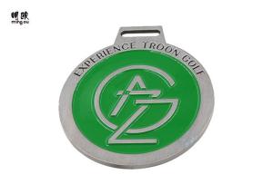 Wholesale Green Color Custom Award Medals Silver Medallion Brush Nickel Coating from china suppliers