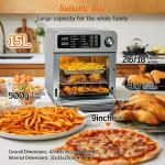 15L Electric Air Fryers With Rotisserie For Family 10 In 1 Stainless Steel Air