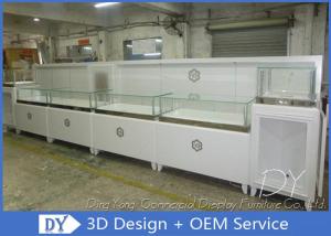 Wholesale Matte White Rectangular Classic Wooden Jewelry Showcase With Tempered Glass from china suppliers