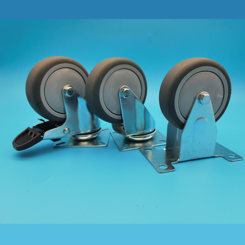 Durable Light Industrial Castors Medium Duty Casters Tpr Wheels 4 "lockable rigid Swivel Pallet Trucks Shopping Carts