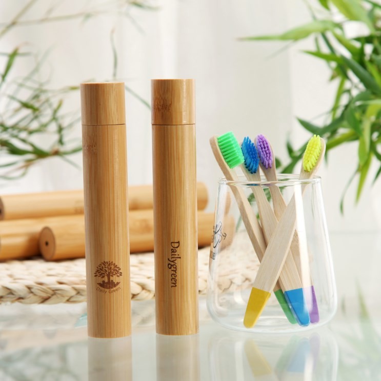 BPA Free Wooden Bamboo Toothbrush Travel Case REACH 100% Natural
