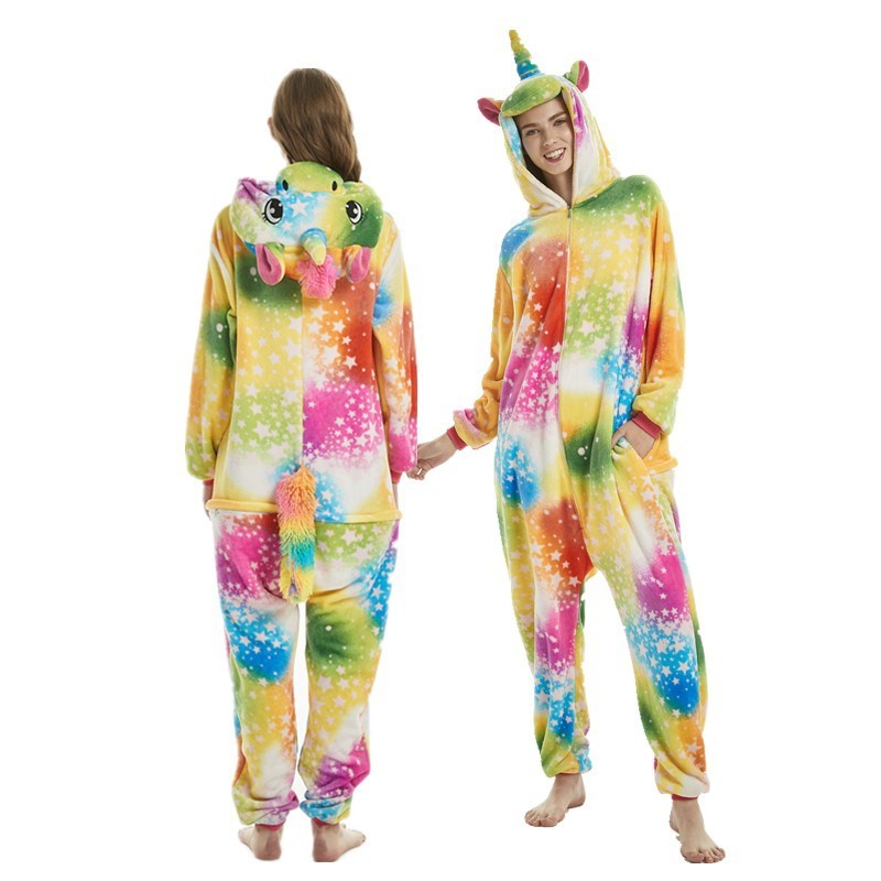 Flannel Romper Animal Printed Oversized Pyjama Hoodie For Men Women Couple