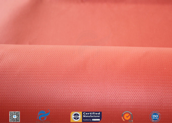 Fire Resistant Red 0.45mm Silicone Coated Fiberglass Fabric For Smoke Screen