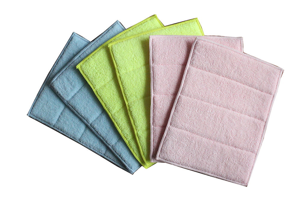 Kitchen Scouring Sponge Microfiber Cleaning Pad Cloth Green For Dish Washing