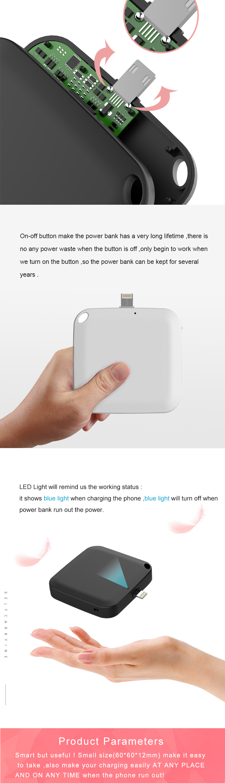 60min Charging 1500mah Disposable Power Bank 5V1A